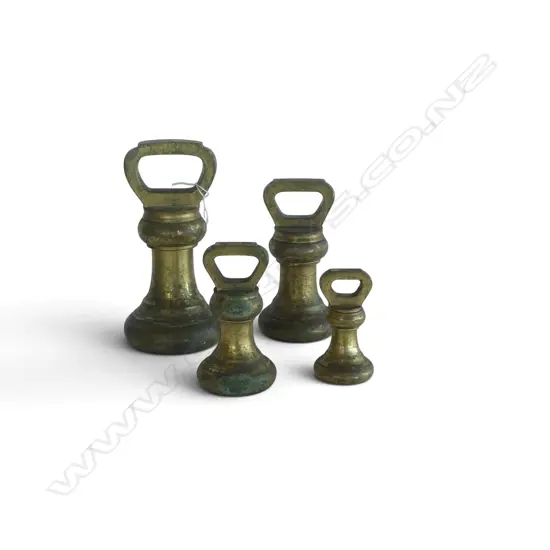 4 ANTIQUE BRASS WEIGHTS H.185mm