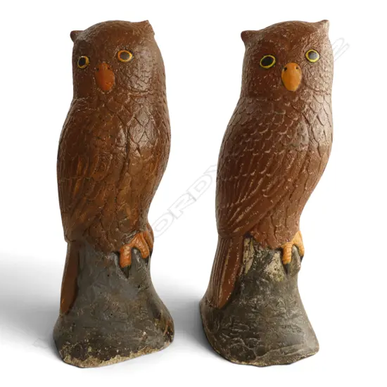 PR VINTAGE CONCRETE GARDEN OWLS, H.300mm