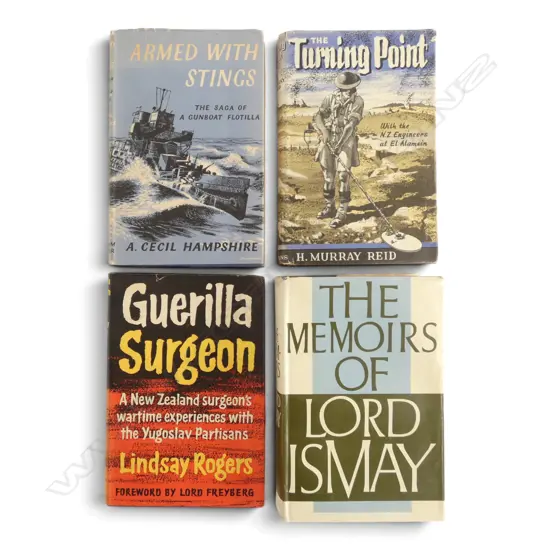 4 VINTAGE WWII BOOKS NZ SURGEON, NZ ENGINEERS, GUNBOAT FLOTILLA, LORD ISMAY