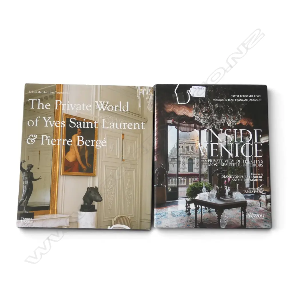 2 INTERIOR DESIGN BOOKS; INSIDE VENICE & THE PRIVATE WORLD OF YVES SAINT LAURENT & PIERRE BERGE Image 1++