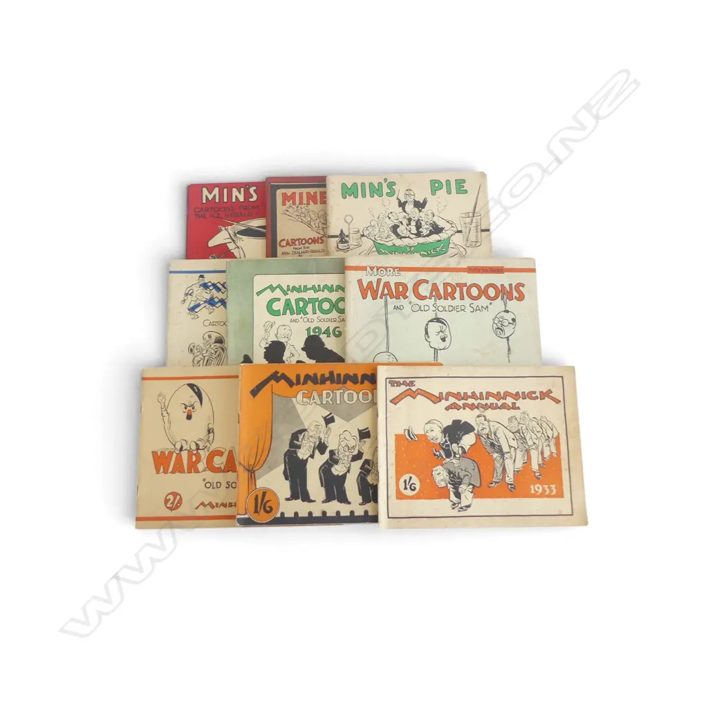 9 MINHINNICK CARTOON BOOKLETS FROM NZ HERALD 1930's - 1950's Image 1++