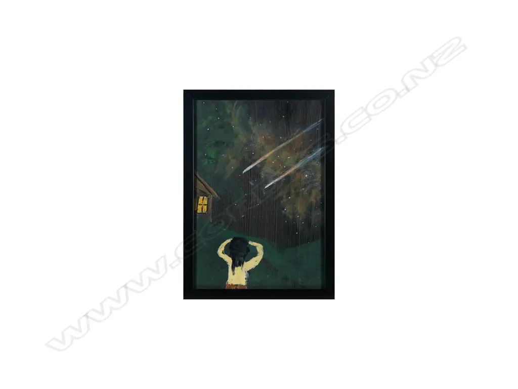 JOHN STURGESS (b. 1956) - A RARE SIGHT (2 COMETS) - ACRYLIC 285 x 200mm  Image 1++