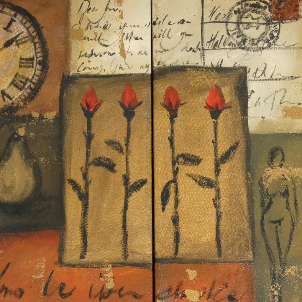 LISA WISE, 'TIMELESS', ACRYLIC ON CANVAS (DIPTYCH), SIGNED, 400 X 600mm (OVERALL Image 1++
