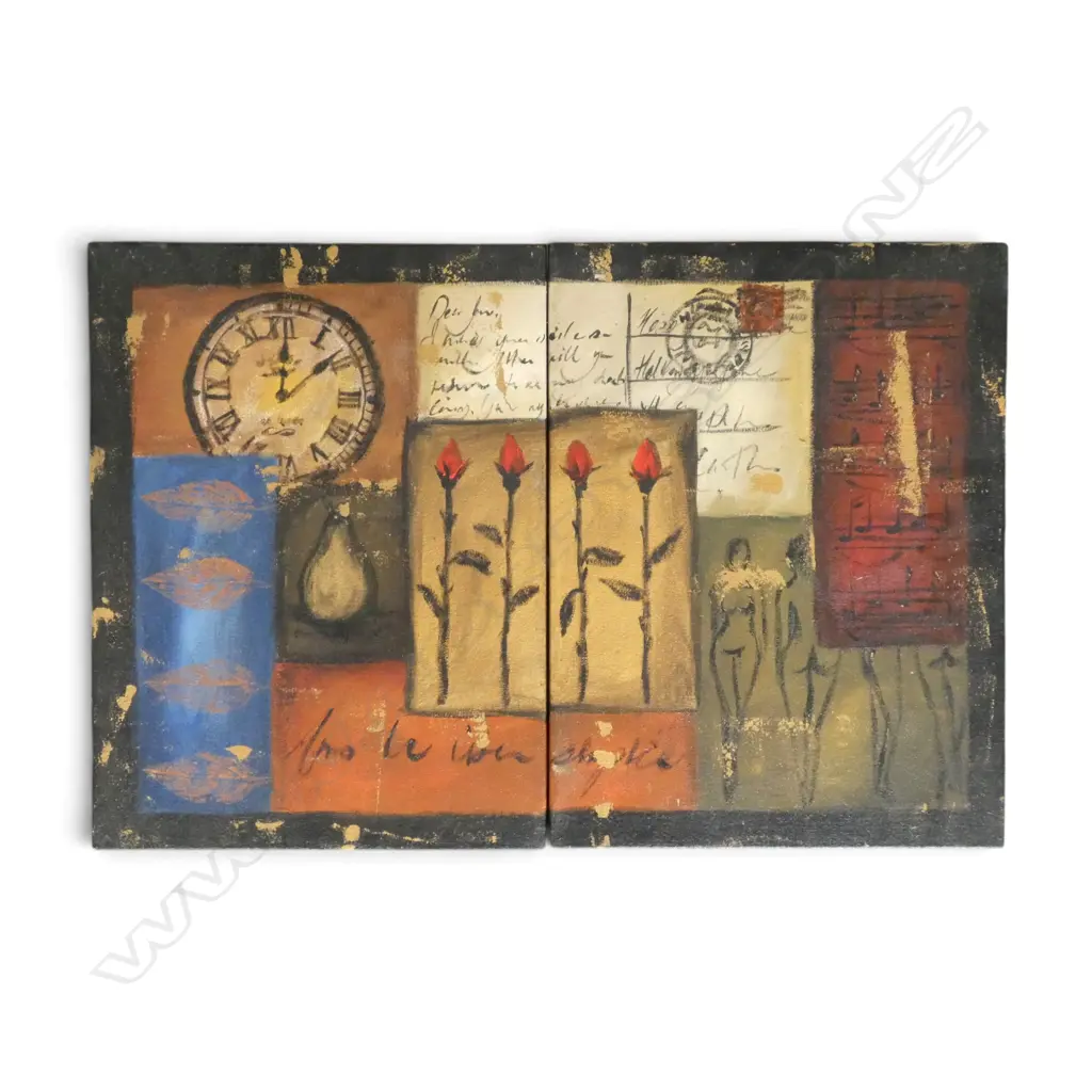 LISA WISE, 'TIMELESS', ACRYLIC ON CANVAS (DIPTYCH), SIGNED, 400 X 600mm (OVERALL Image 1++