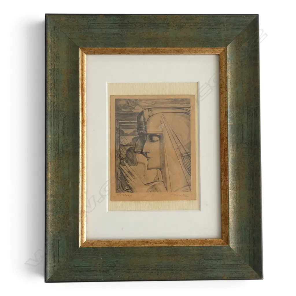 Jan Toroop 1923 Euventus / The Harp Player. Vintage print 105 x 90mm Image 1++