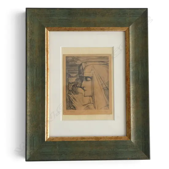 Jan Toroop 1923 Euventus / The Harp Player. Vintage print 105 x 90mm