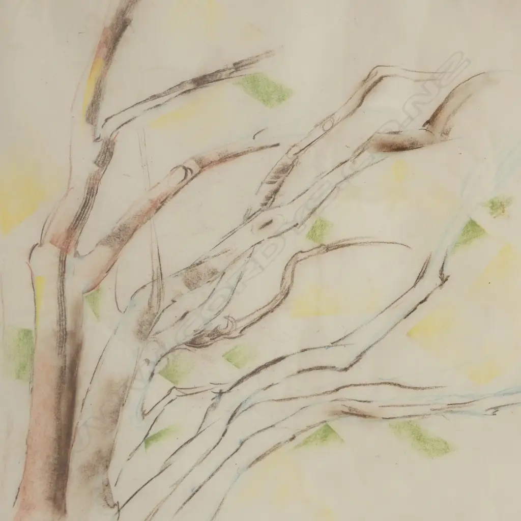 John Weeks (1886-1965) - Tree Study - Conté c. 1930s Image 1++