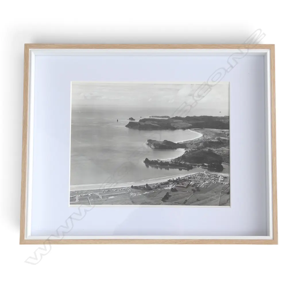 WHITES AVIATION 'Whitianga' vintage black & white photo. Signed entitled & detailed verso. 190 x 235mm Image 1++