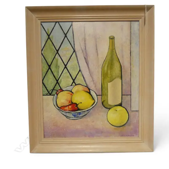 MARJORIE VAUGHAN, STILL LIFE, OIL ON BOARD, 500x415 mm (Ferner Galleries label verso)