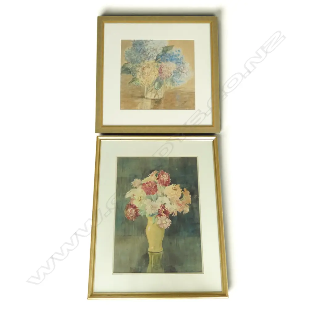 MARY MORTIMER JONES, STILL LIFE 1942, WATERCOLOUR, SIGNED AND DATED, 500 X 369MM & STILL LIFE INITIALLED R.W.B Image 1++