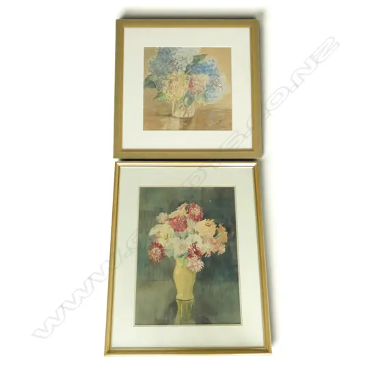 MARY MORTIMER JONES, STILL LIFE 1942, WATERCOLOUR, SIGNED AND DATED, 500 X 369MM & STILL LIFE INITIALLED R.W.B