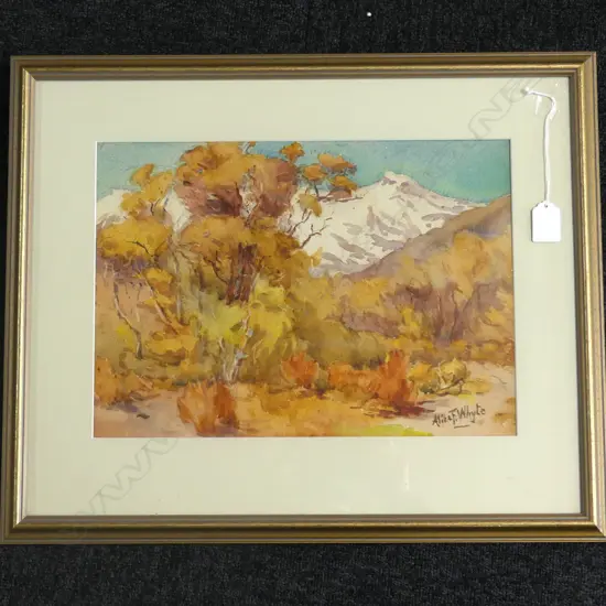 ALICE F WHYTE LANDSCAPE WATER COLOUR ON BOARD - SIGNED 365 x 260mm