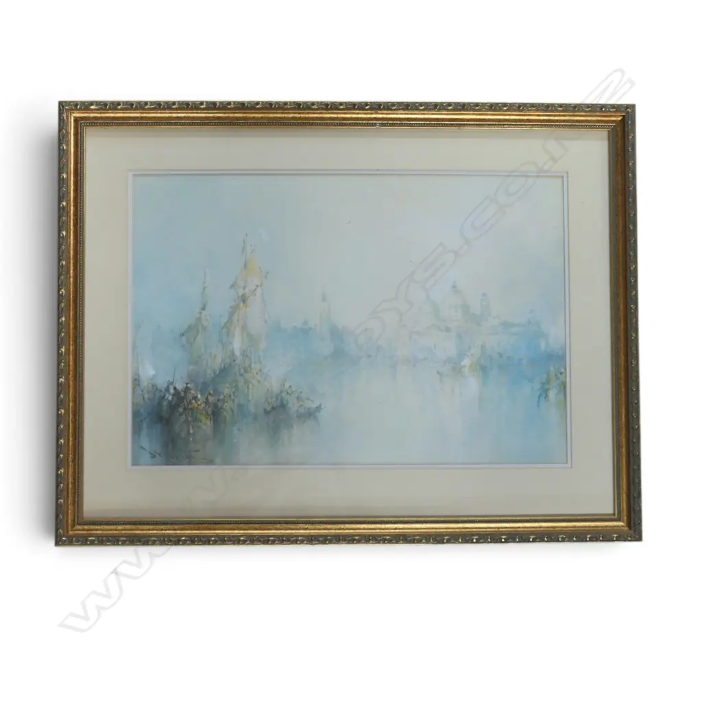 FRANK WASLEY, FISHING AND SAILING CRAFT VENICE, WATERCOLOUR, 355x530mm Image 1++