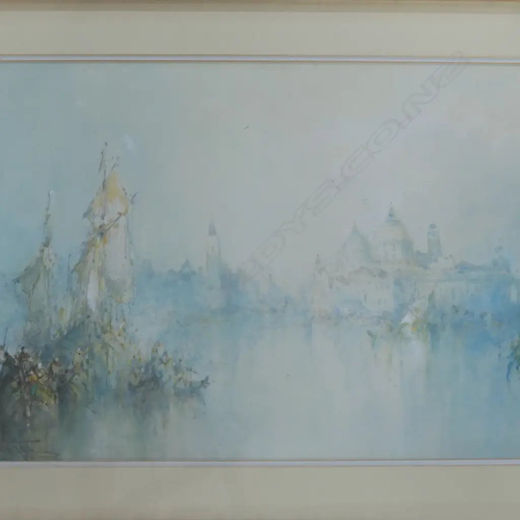 FRANK WASLEY, FISHING AND SAILING CRAFT VENICE, WATERCOLOUR, 355x530mm Image 1++