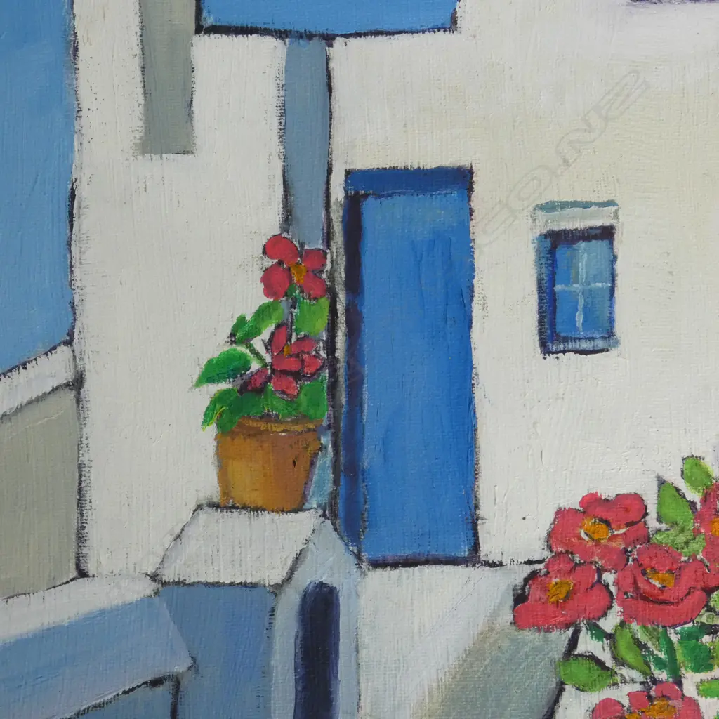 T W BRYAN, GREEK SCENE, ACRYLIC ON BOARD 245x195mm Image 1++