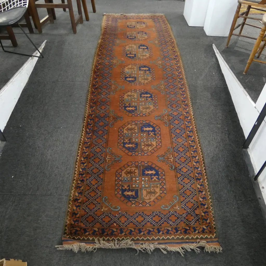 HAND KNOTTED ALL WOOL RUG 2920x850mm Image 1++