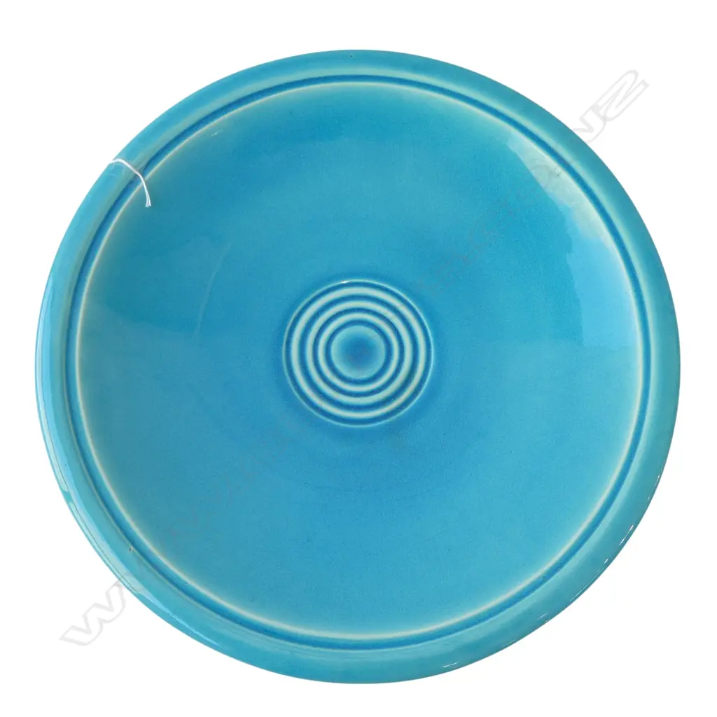 LG BLUE GLAZED STUDIO POTTERY DISH SIGNED TO BASE H. TAYLOR 505mm dia Image 1++