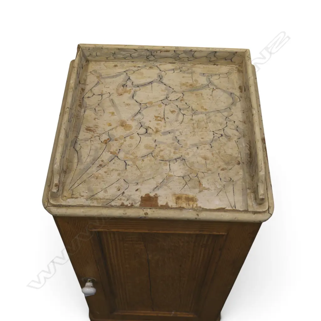 WOODEN CABINET w. FAUX PAINTED FINISH 395x370x780mm Image 1++