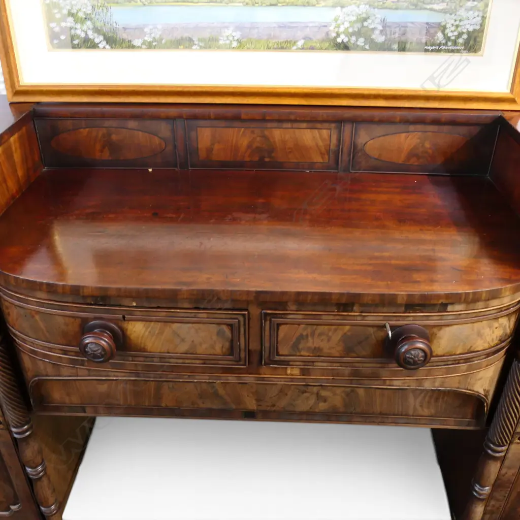 REGENCY MAHOGANY SIDEBOARD fading to the front panels, central top area replaced w. later piece of mahog 1905x565x1120mm Image 1++