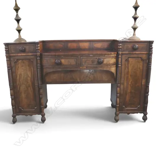 REGENCY MAHOGANY SIDEBOARD fading to the front panels, central top area replaced w. later piece of mahog 1905x565x1120mm