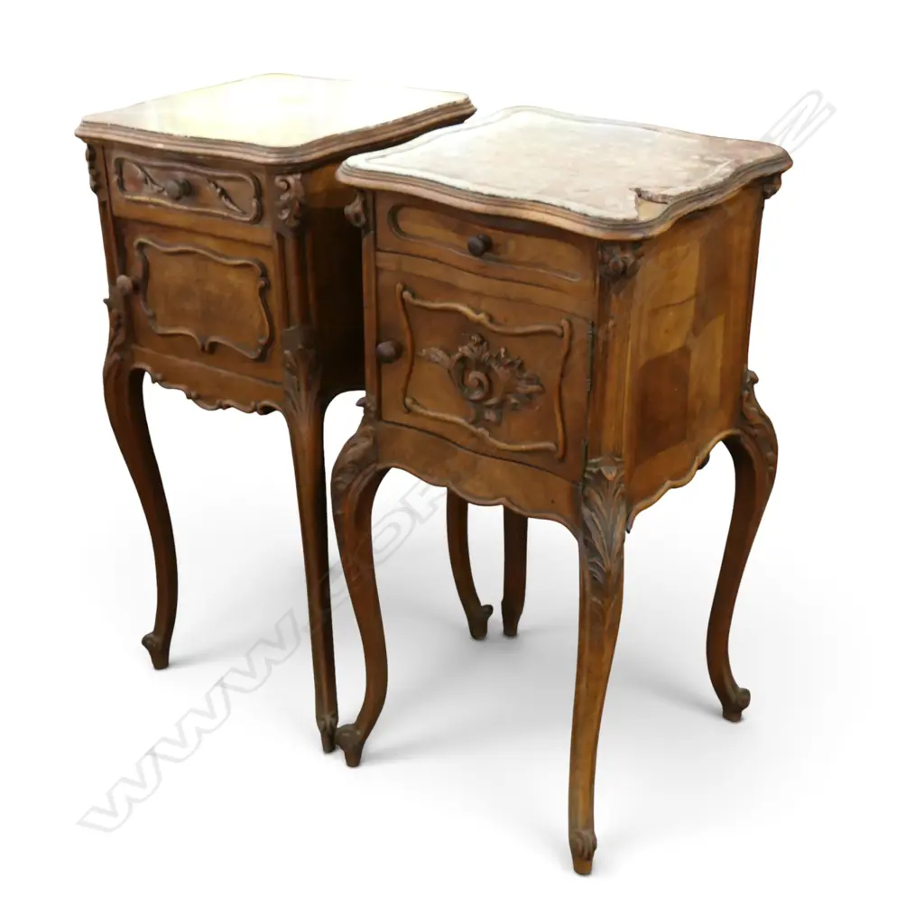 PR FRENCH MARBLE TOP SIDE TABLES A/F 420x420x830mm Image 1++