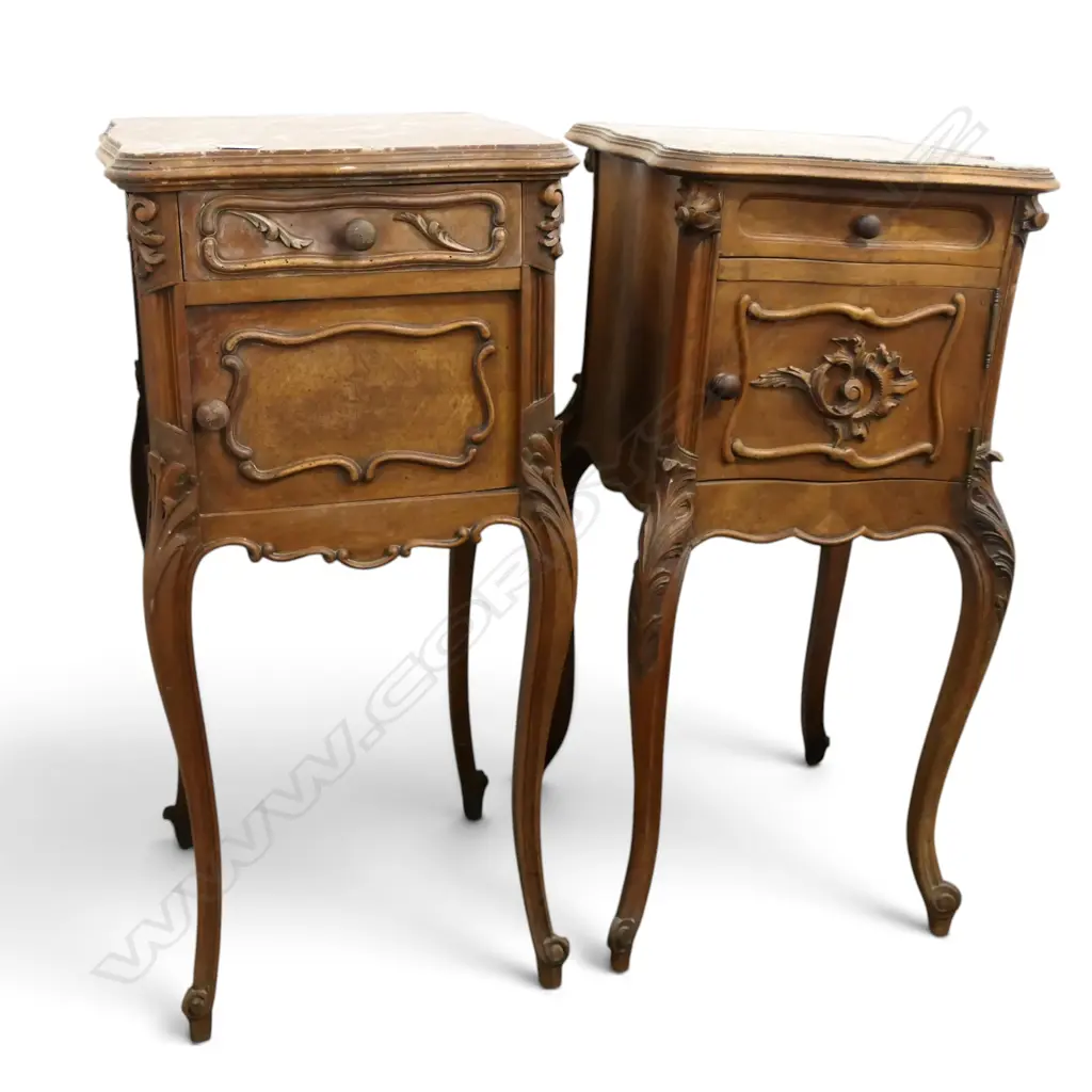 PR FRENCH MARBLE TOP SIDE TABLES A/F 420x420x830mm Image 1++