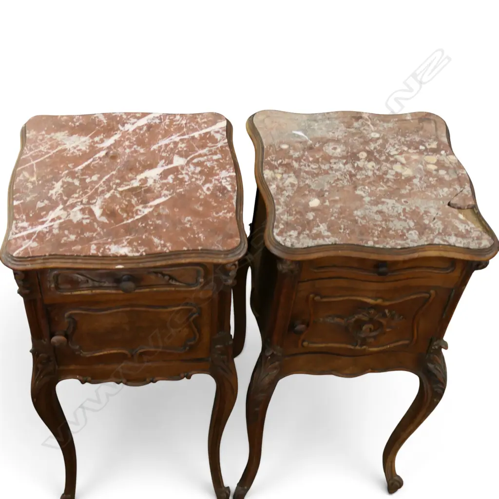 PR FRENCH MARBLE TOP SIDE TABLES A/F 420x420x830mm Image 1++