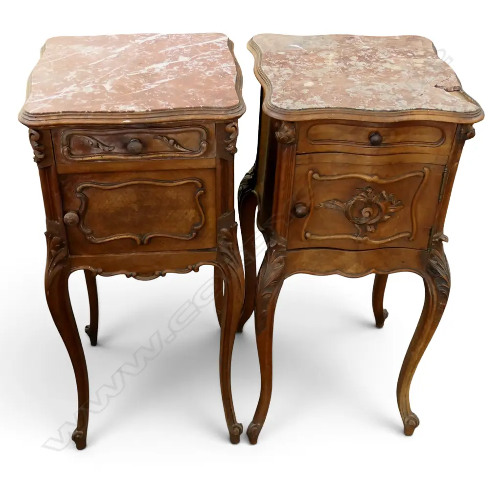 PR FRENCH MARBLE TOP SIDE TABLES A/F 420x420x830mm Image 1++