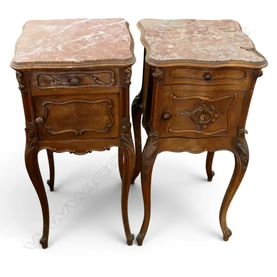 PR FRENCH MARBLE TOP SIDE TABLES A/F 420x420x830mm