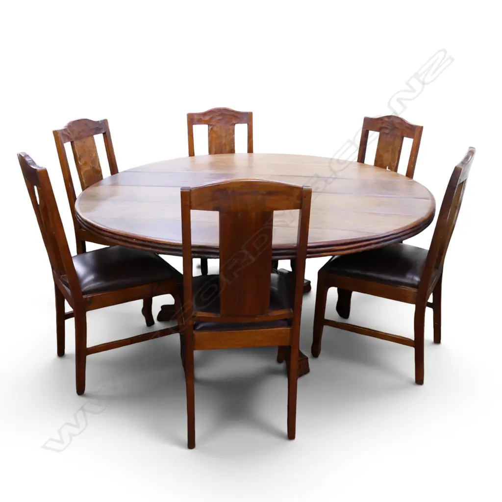 LG RUSTIC CIRCULAR PLANK TOP TABLE & 6 CHAIRS Dia.1710mm Image 1++