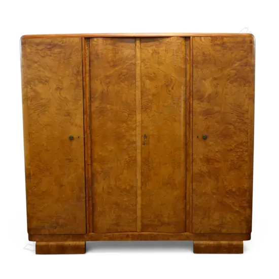 An impressive walnut Art Deco wardrobe,