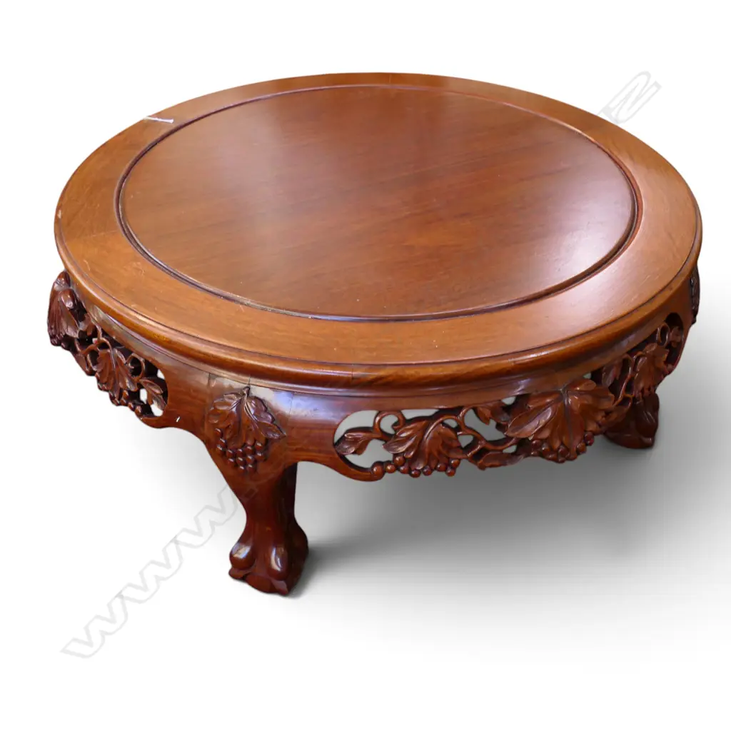 # Chinese hardwood faux bamboo carved circular coffee table. Dia.950mm. H.380mm. Image 1++