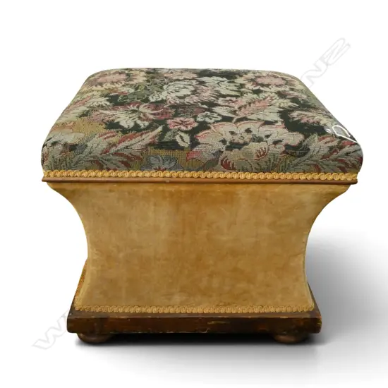VICTORIAN SQUARE STORAGE FOOTSTOOL with hinged lid with a little wear. 520 x 490 x 440mm