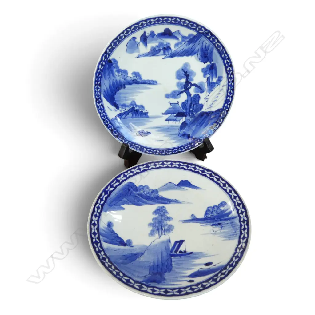 2 ORIENTAL B/W PLATES 345mm dia Image 1++