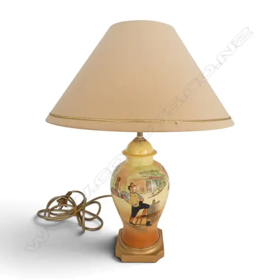 ROYAL DOULTON DICKENS WARE LAMP, H.260mm + shade 460mm