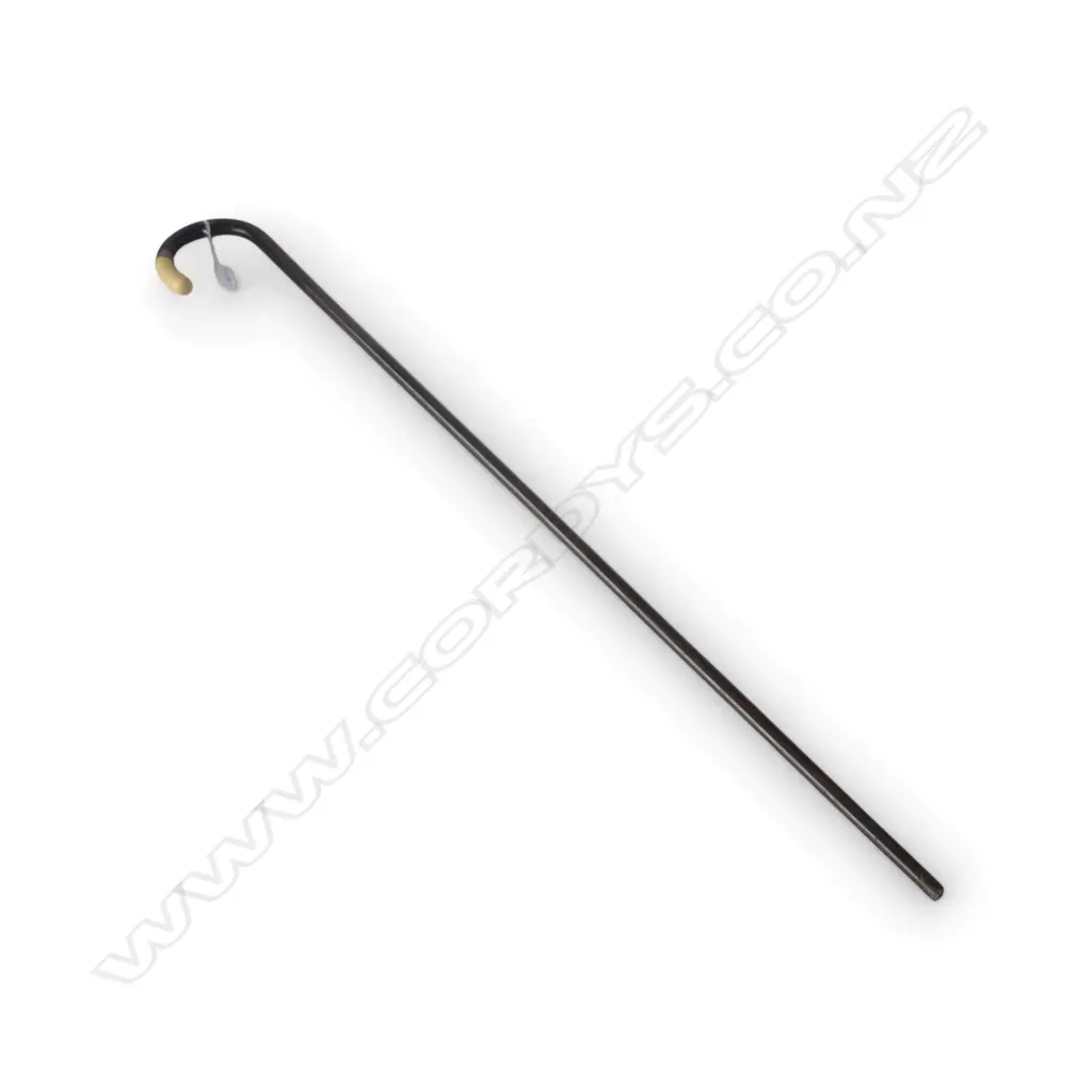 OLD FINE WALKING STICK WITH IVORY ENDED CURVED HANDLE Image 1++
