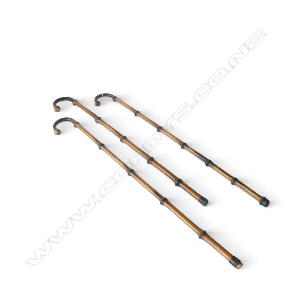 3 VINTAGE BAMBOO WALKING STICKS Image 1++