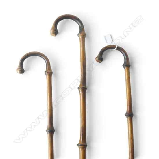 3 VINTAGE BAMBOO WALKING STICKS