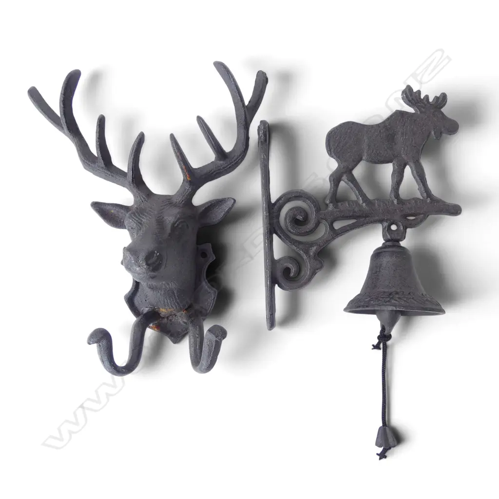 CAST IRON DEER COAT HANGER + DOOR BELL Image 1++