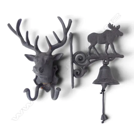 CAST IRON DEER COAT HANGER + DOOR BELL