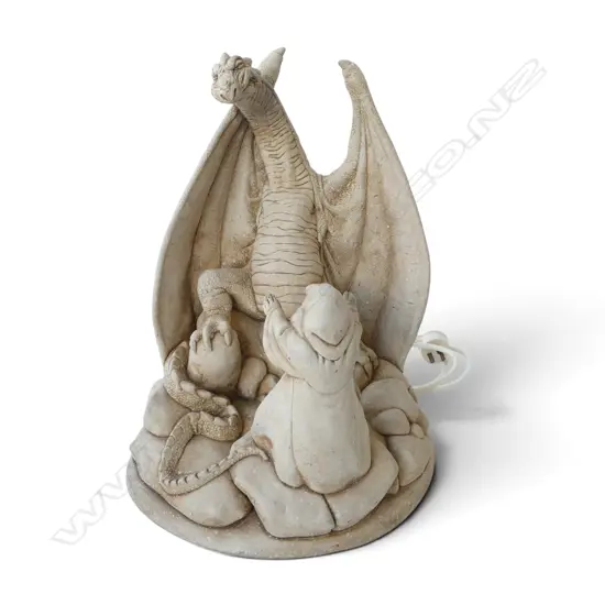 DAVID BRIGHT SCULPTURAL CONCRETE DRAGON LAMP H370MM 