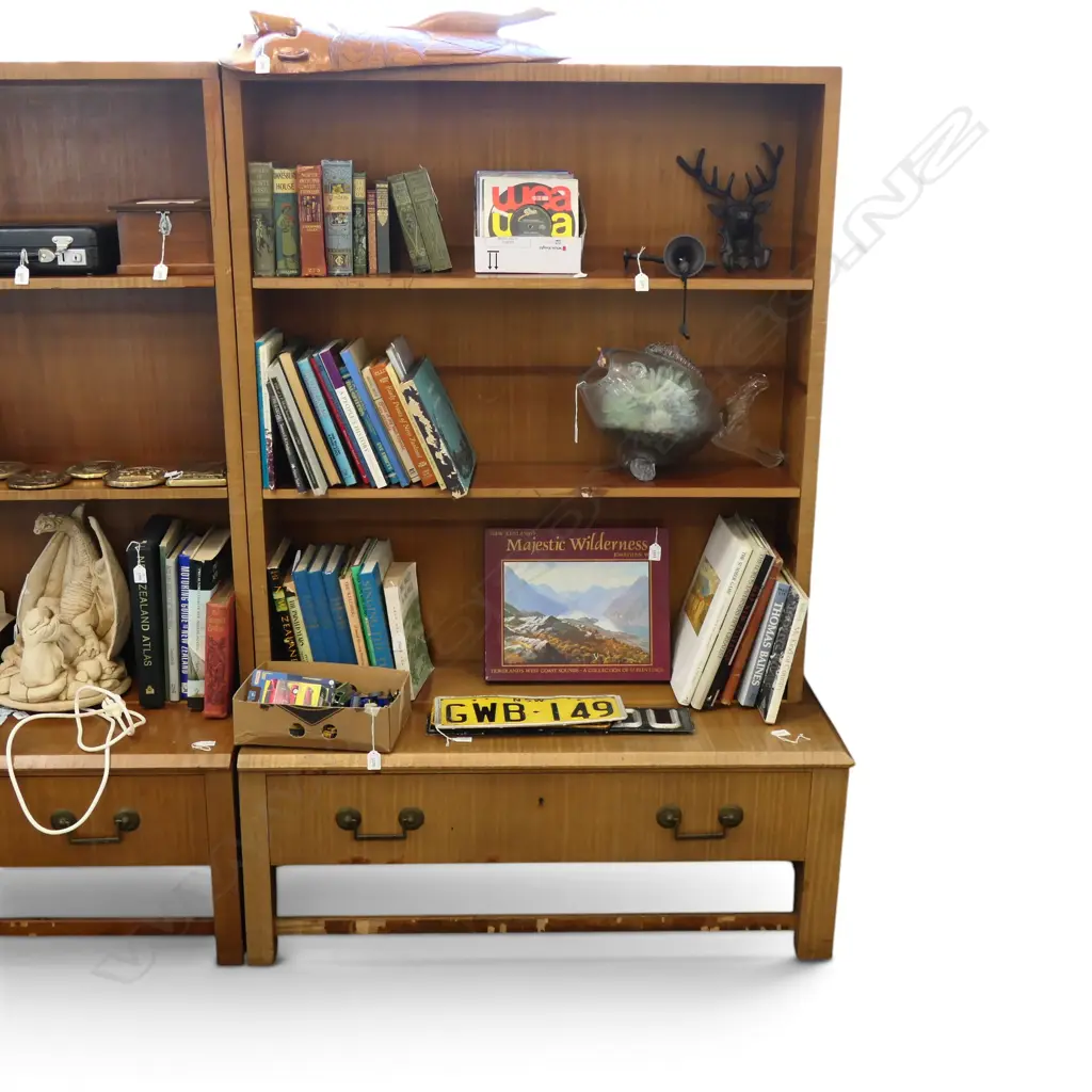 VINTAGE 2 SECTION BOOKCASE CABINETS 2350x510x1700mm Image 1++