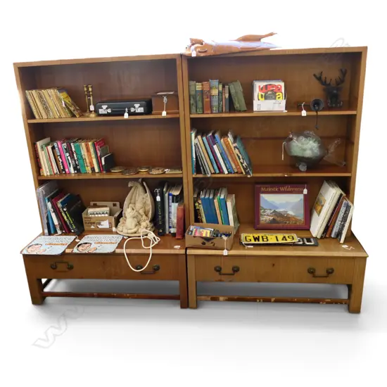 VINTAGE 2 SECTION BOOKCASE CABINETS 2350x510x1700mm