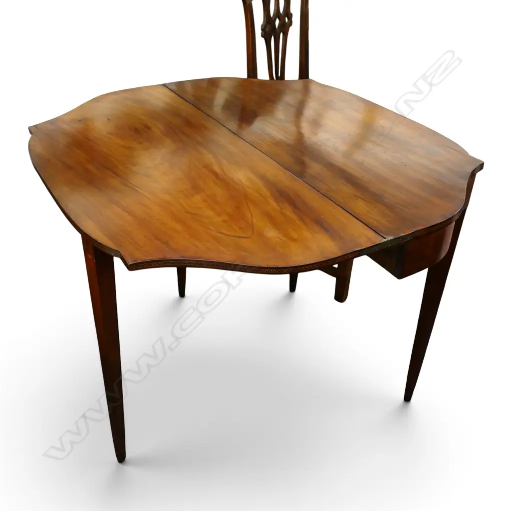 ANTIQUE INLAID MAHOGANY SUPPER TABLE 920x440x760mm Image 1++