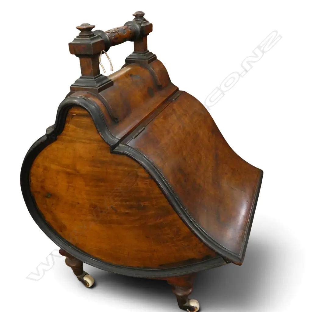 ANTIQUE 19thC WOOD COAL SCUTTLE w. coal H.590mm Image 1++