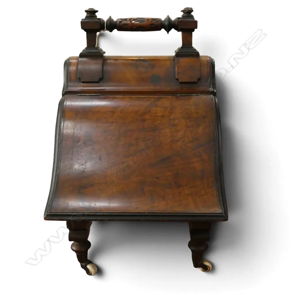 ANTIQUE 19thC WOOD COAL SCUTTLE w. coal H.590mm Image 1++