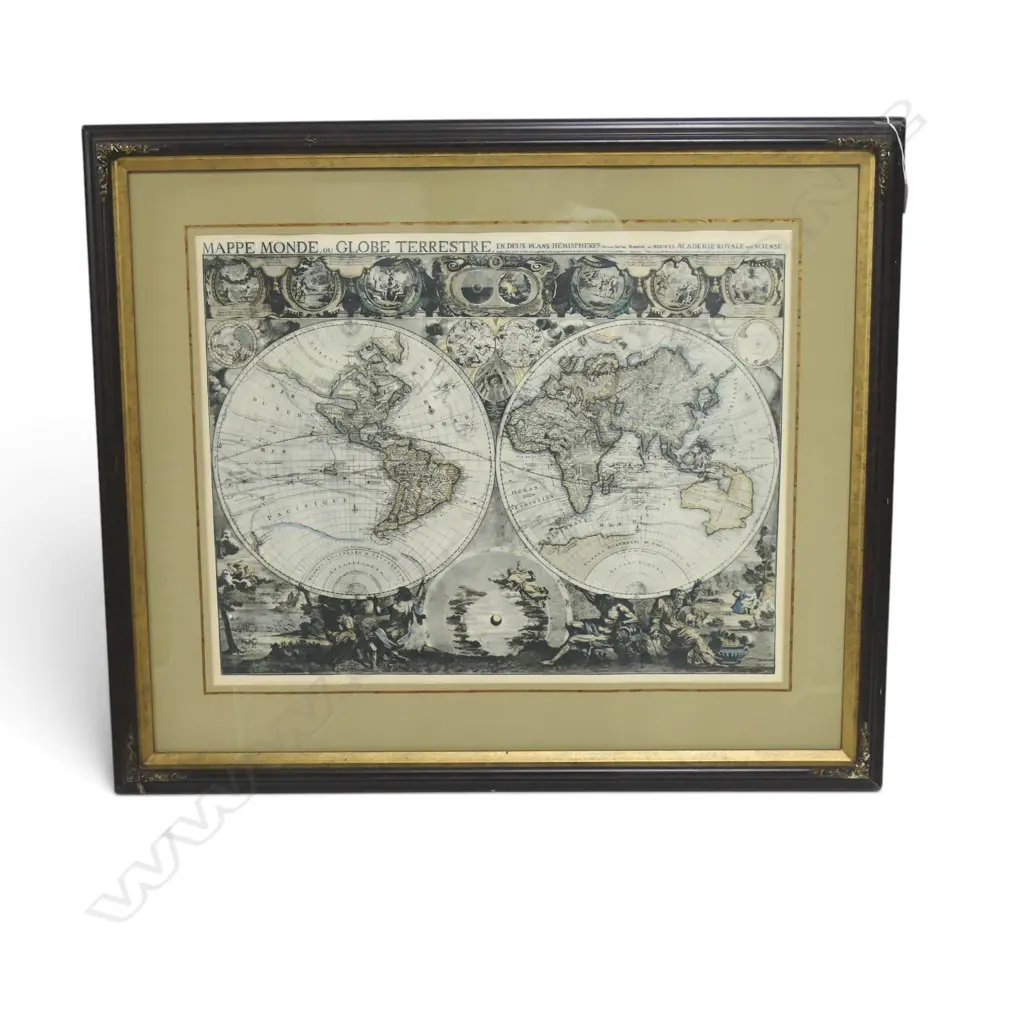 WORLD MAP PRINT 'MAPPE MONDE OU GLOBE TERRESTRE' 500x650mm Image 1++