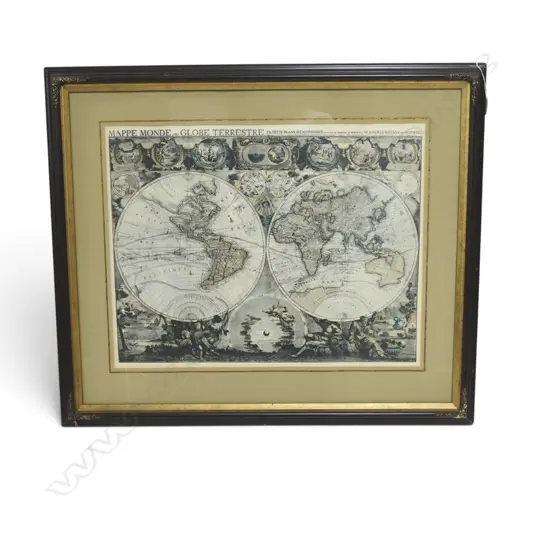 WORLD MAP PRINT 'MAPPE MONDE OU GLOBE TERRESTRE' 500x650mm