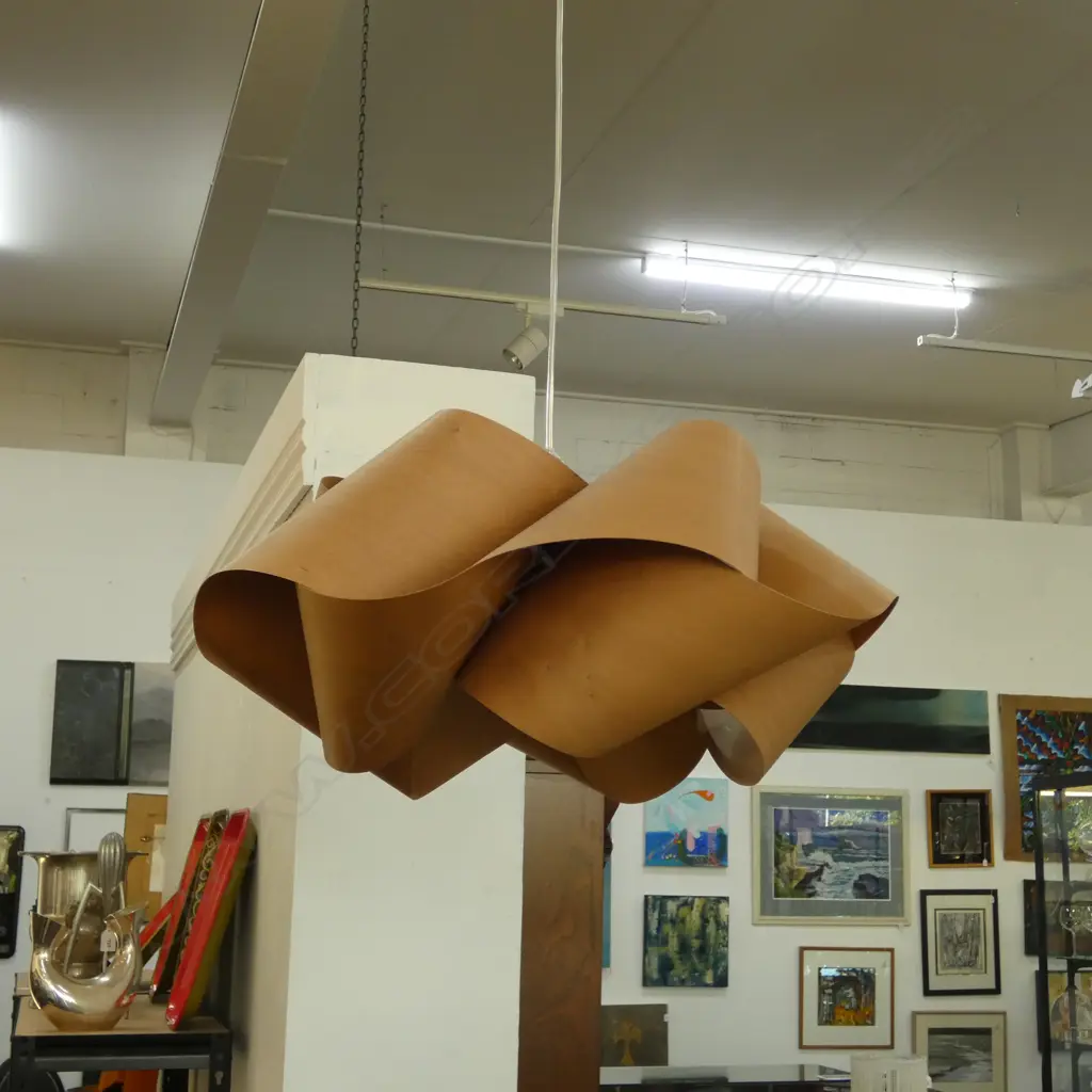 'SWIRL' BENT PLY PENDANT LAMP BY LUZIFERLAMPS, BOXED AS NEW 550mm dia Image 1++