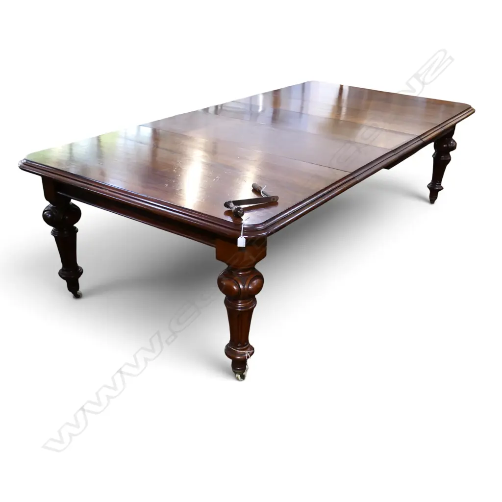 VICTORIAN EXTENSION DINING TABLE one castor w. old repair faults2690x1320x740mm Image 1++